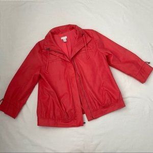 Chico's Coral Full Zip Collared Snake Skin Jacket